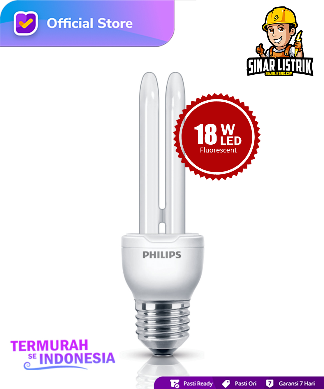 Lampu Philips Essential 18W Cool Daylight CFL E27 Lampu Philips Essential 18W Cool Daylight CFL E27