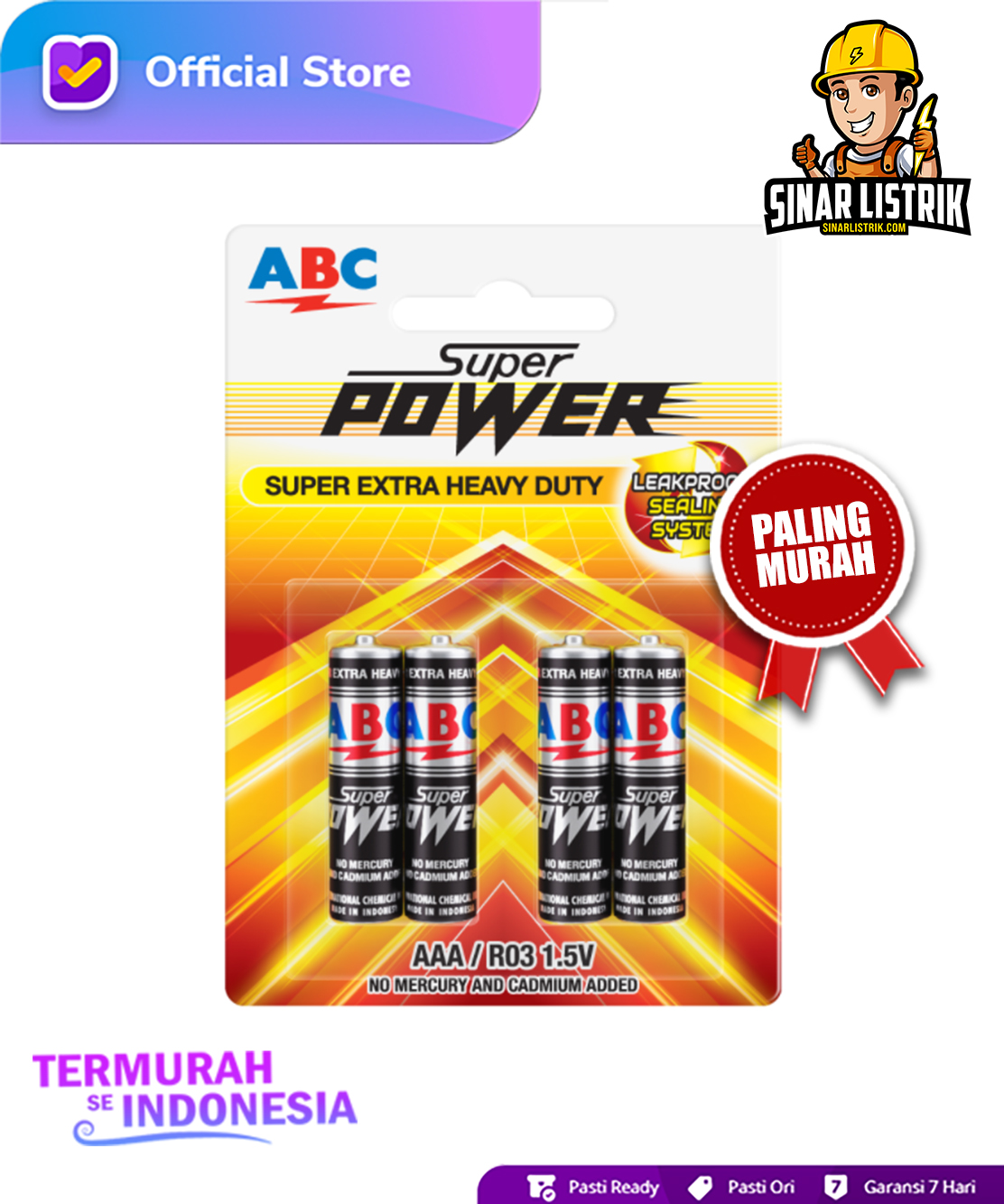 Jual Baterai ABC Super Power AAA 1,5V R03 Termurah SeIndonesia