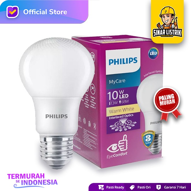  Lampu  Philips  LED 10 W Watt Kuning  Warm White SLV 10 